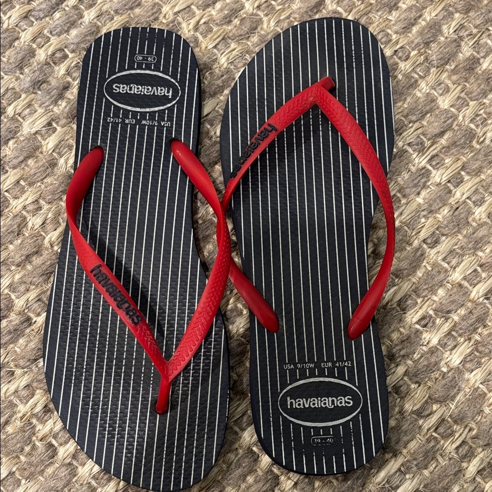 Havaianas Striped Black and Red Sandals